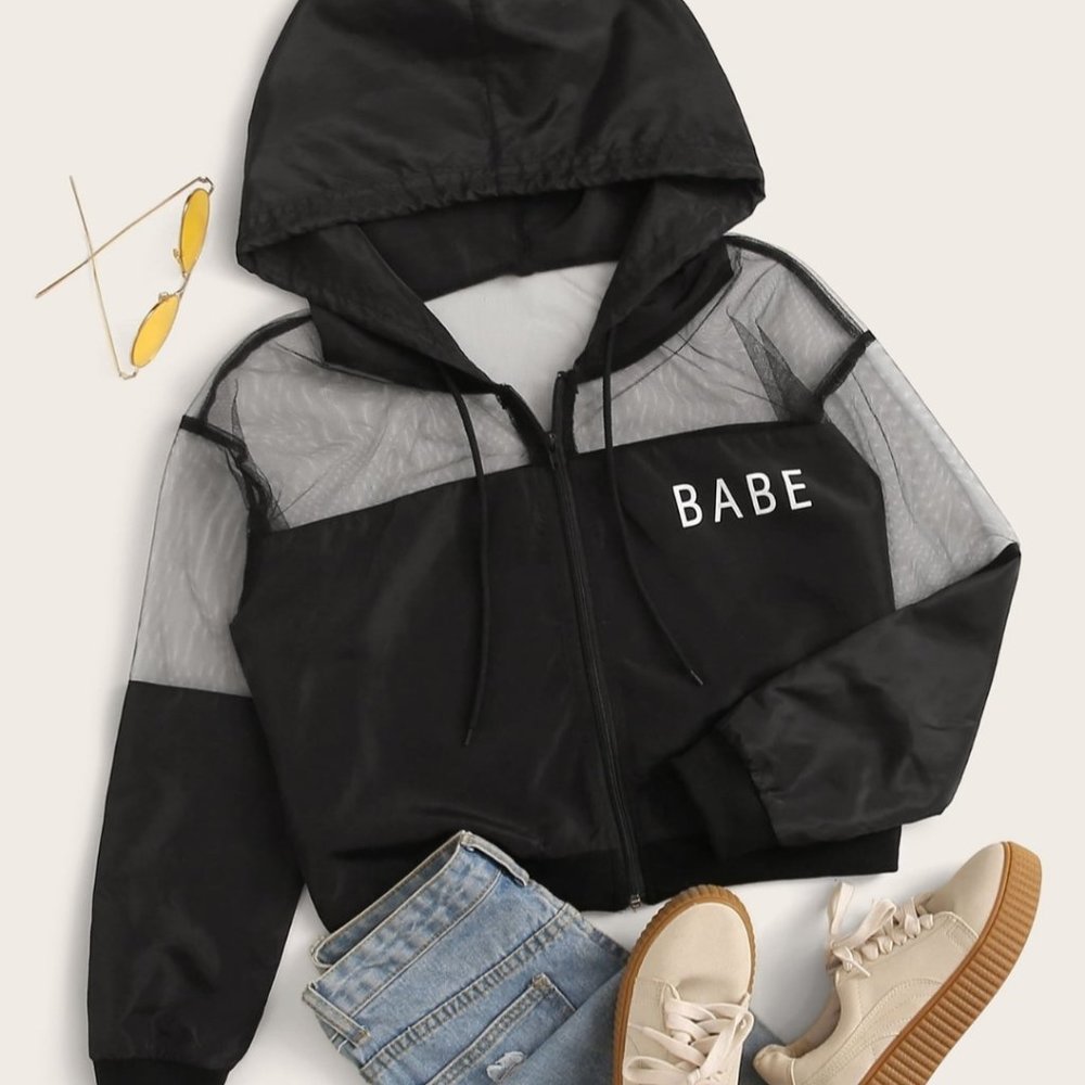 Mesh zip up sweater